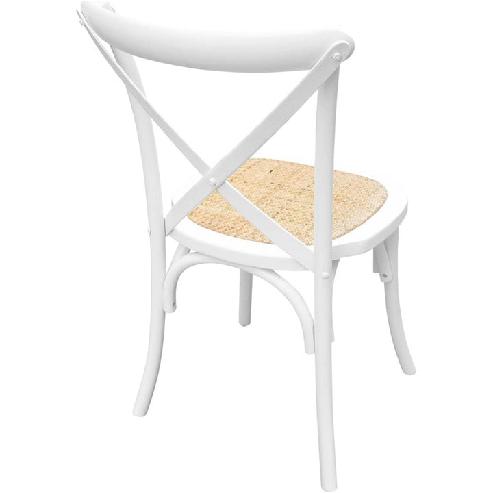 Alice'S Home - Lot De 2 Chaises De Bistrot En Bois D'Hévéa Blanc. Vintage. Assise En Rotin. Empilables | Designix - Amazon    - https://designix.fr/