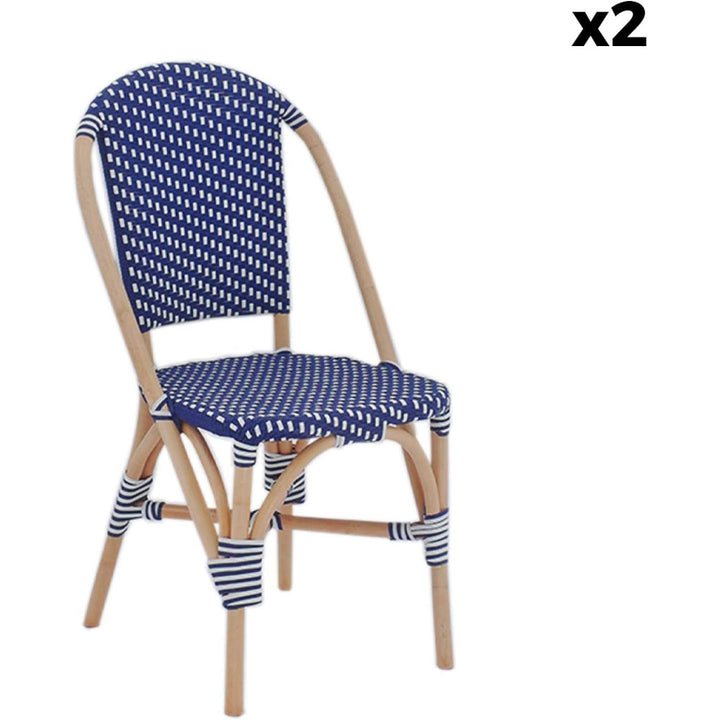 Alice'S Home - Lot De 2 Chaises Empilables Bistrot En Rotin Et Polyrotin Bleu Et Blanc. L 48 X P 58 X H 90Cm | Designix - Amazon    - https://designix.fr/