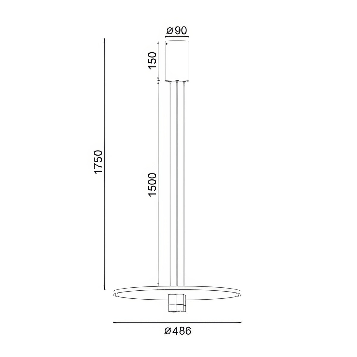 Suspension LED Nomada noire et dorée, Ø 48,6 cm