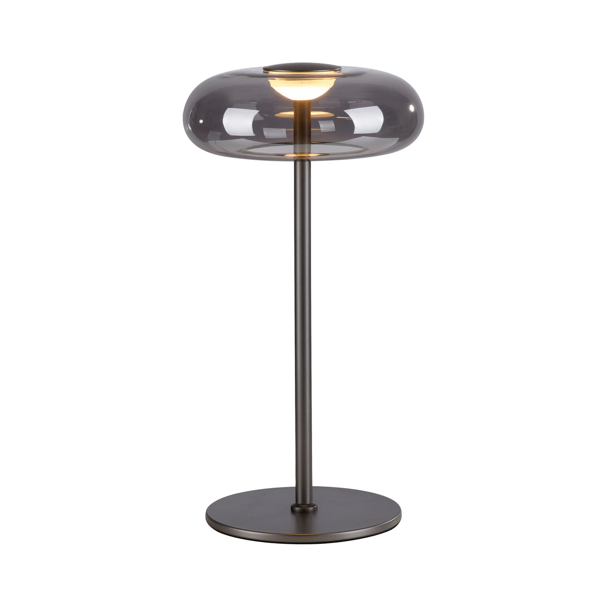 Vue de face sur fond blanc, tige fine et base ronde plate