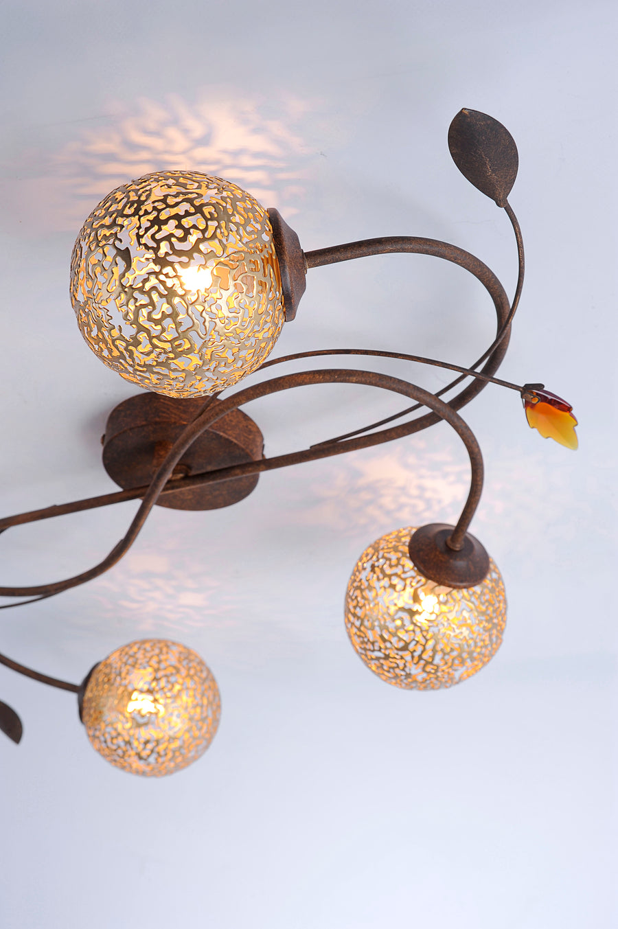Plafonnier Greta 4 lumières rouille et doré