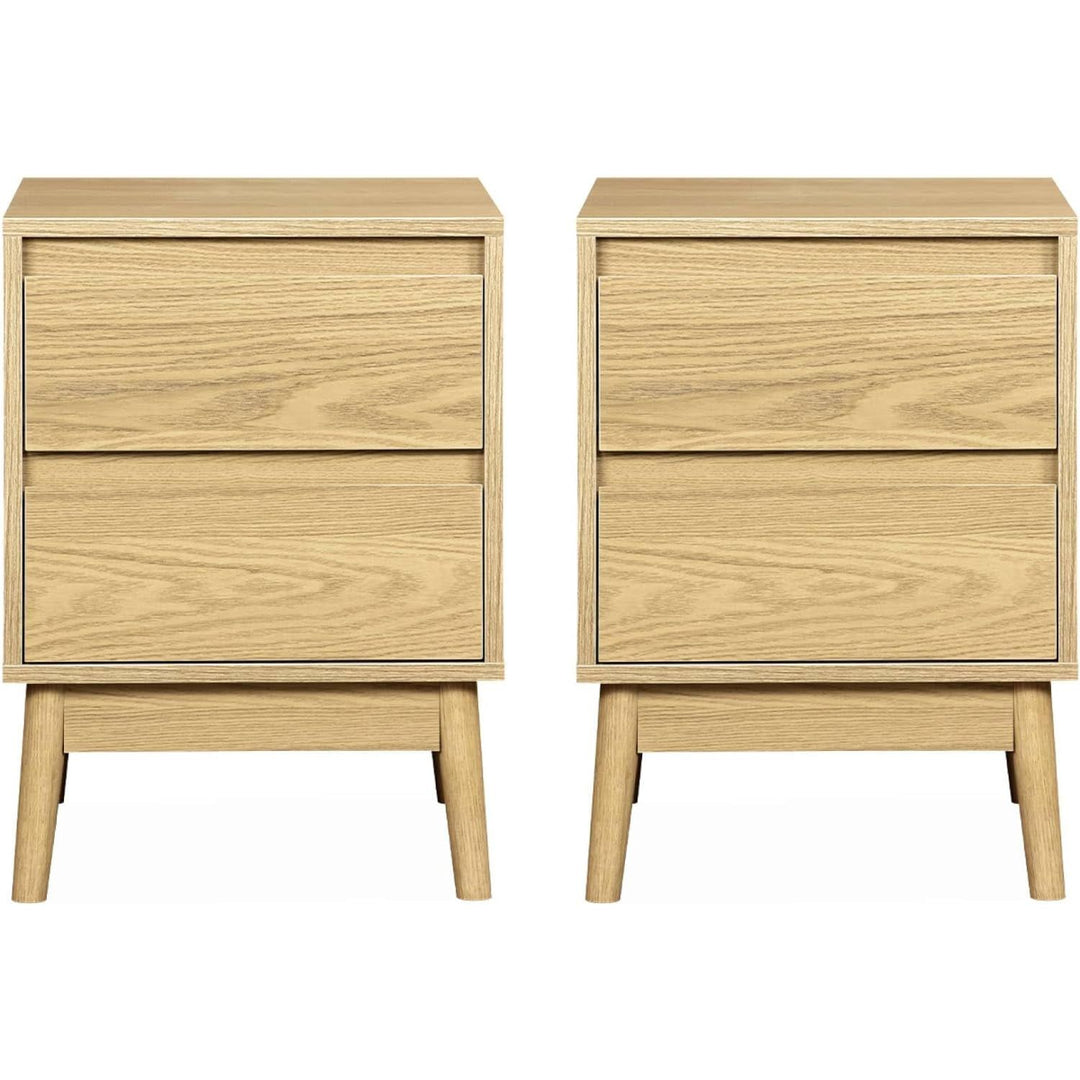 Alice'S Home - Lot De 2 Tables De Chevet Décor Bois. Deux Tiroirs | Designix - Amazon    - https://designix.fr/