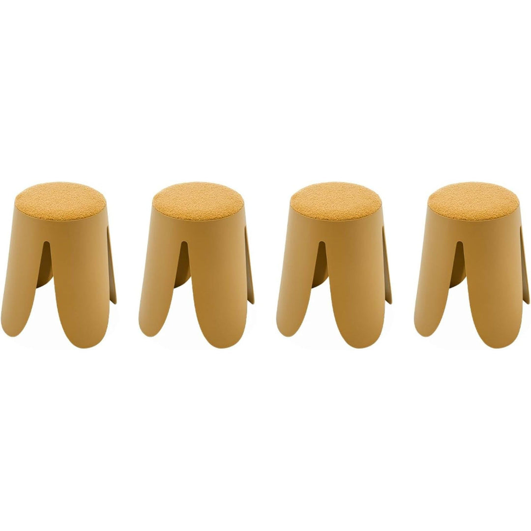 Alice'S Home - Set De 4 Tabourets Empilables Moutardes. Bouclette Texturée. Niki. Ø30 / 44 X H46Cm | Designix - Amazon    - https://designix.fr/