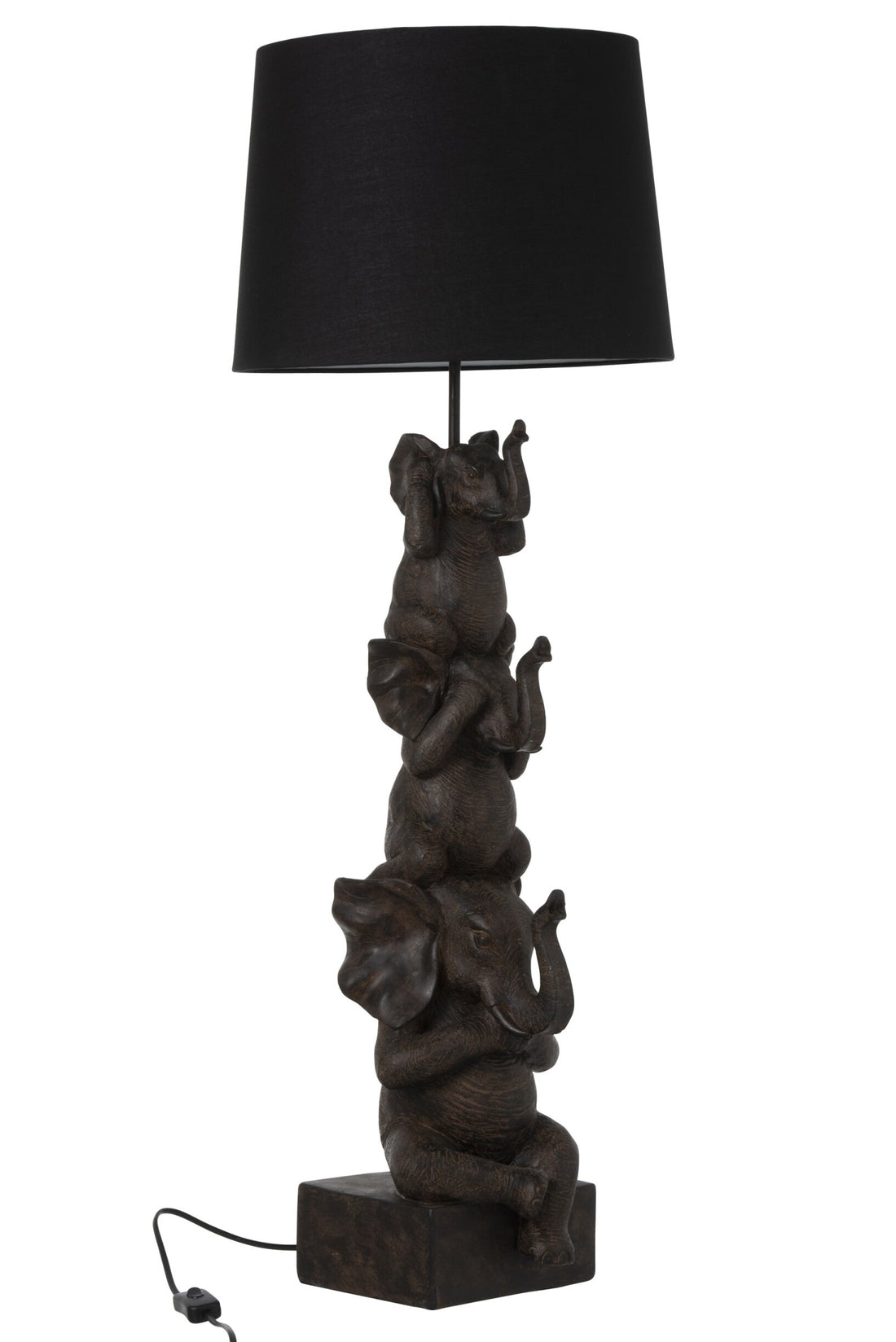 Lampe à poser trois éléphants en résine marron