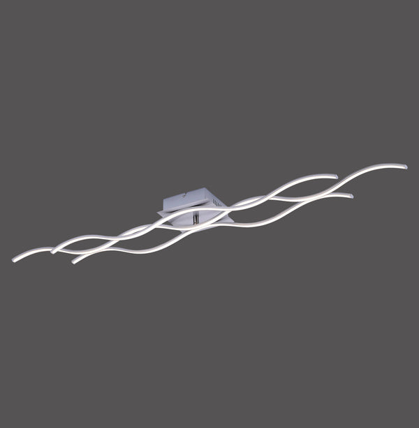 Plafonnier Wave acier, L 139,5 cm
