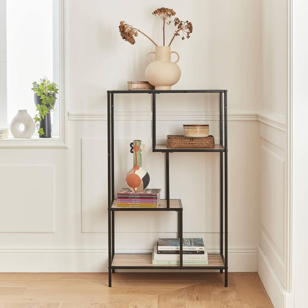 Alice'S Home - Etagère En Métal Noir Et Décor Bois - Loft - Bibliothèque 4 Niveaux. L 69 X L 33 X H 113.5Cm | Designix - Amazon    - https://designix.fr/