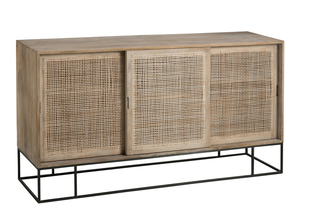 Armoire Coulissante Bois Mangue Tressé | Gano
