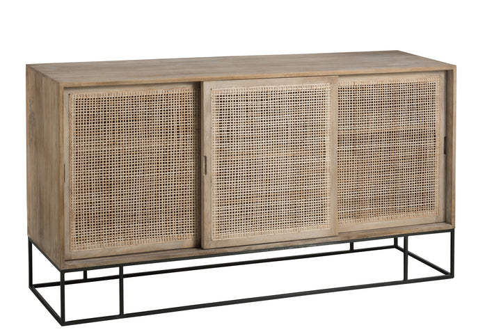 Armoire Coulissante Bois Mangue Tressé | Gano