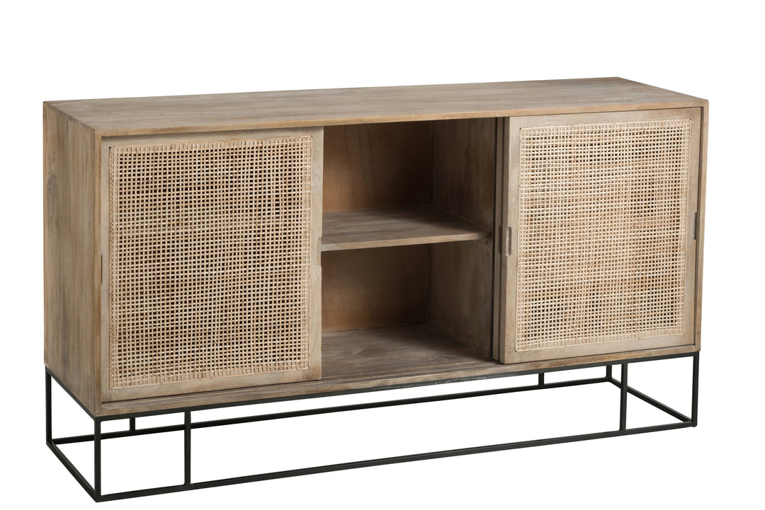 Armoire Coulissante Bois Mangue Tressé | Gano