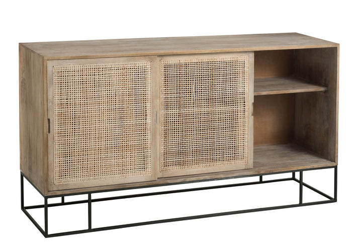 Armoire Coulissante Bois Mangue Tressé | Gano