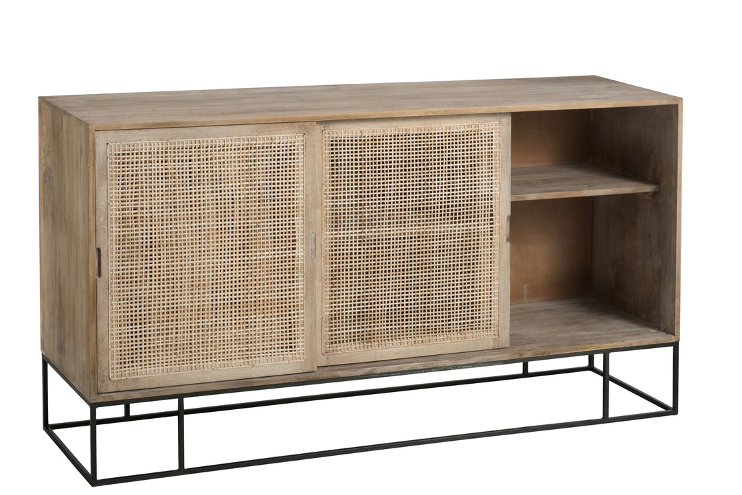Armoire Coulissante Bois Mangue Tressé | Gano