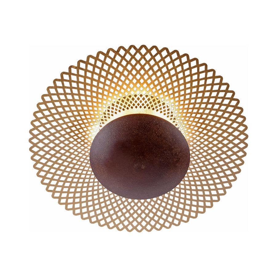 Plafonnier Nevis rouille et doré, L 45 cm
