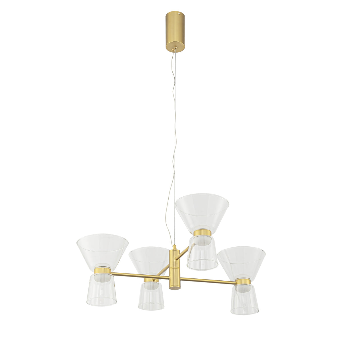 Suspension LED New York dorée, verre, Ø 68,2 cm