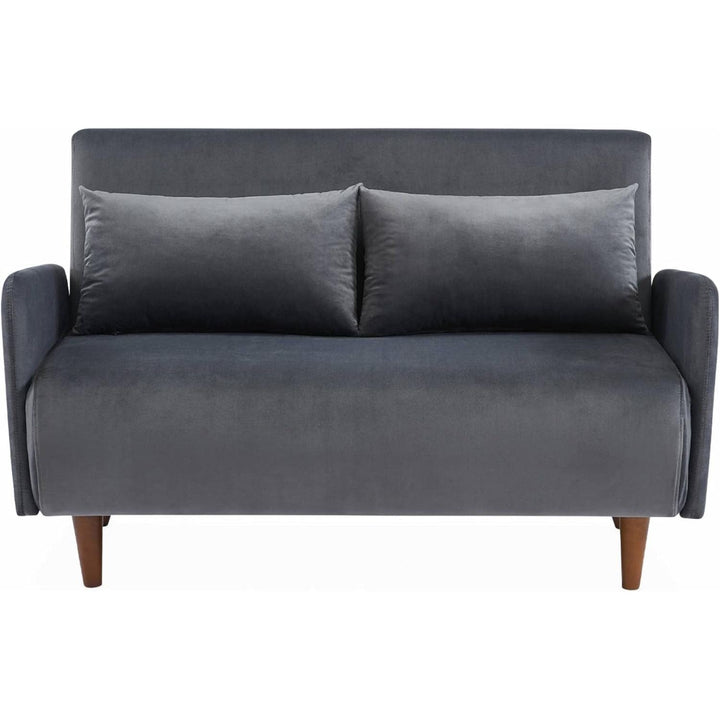 Alice'S Home - Canapé Convertible En Velours - Panam - 2 Places Scandinave. Pieds Bois Foncé. Gris Foncé. Banquette. Dossier Inclinable | Designix -     - https://designix.fr/