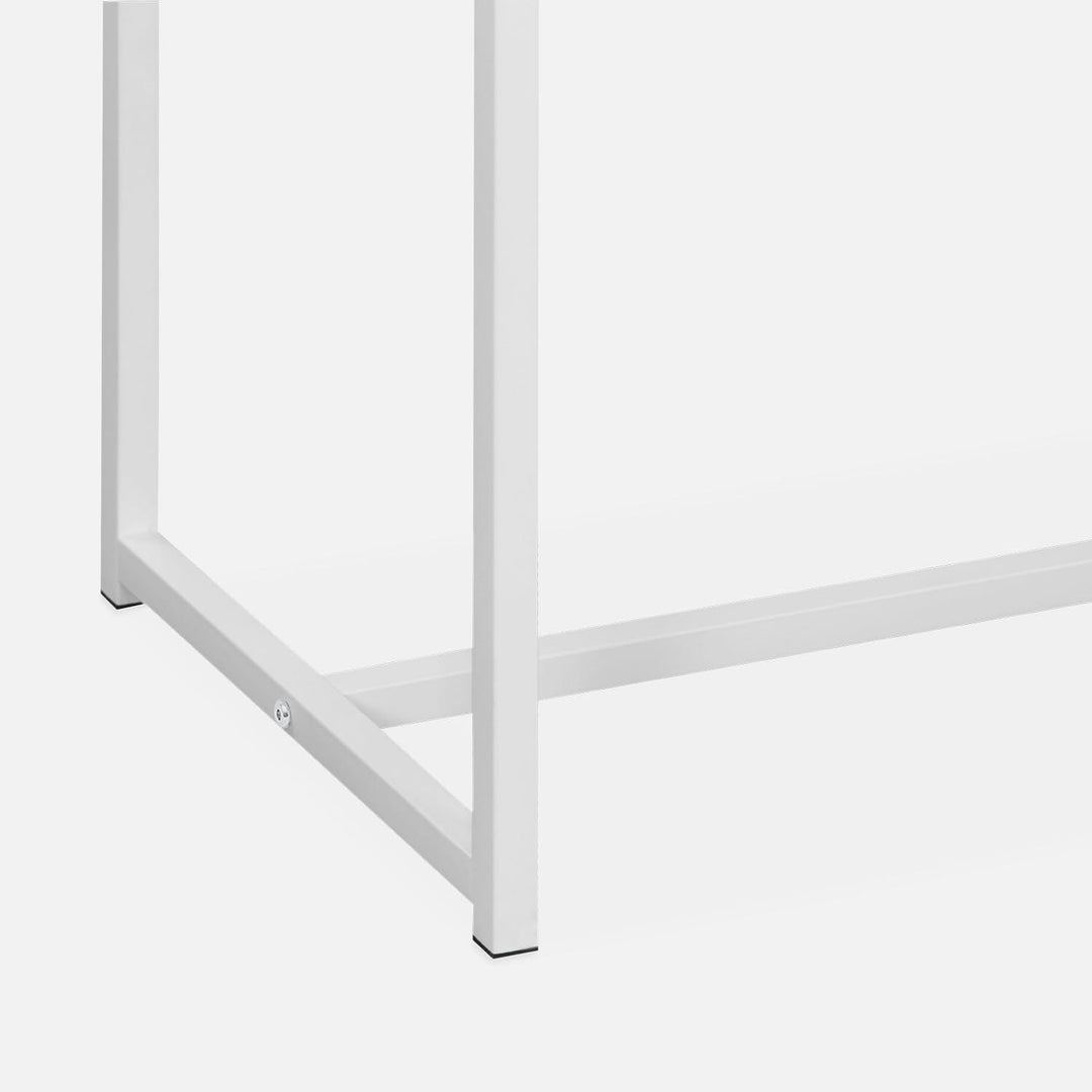 Alice'S Home - Console En Métal Blanc Mat Et Décor Bois. 120X39X79Cm - Loft - Table D'Appoint Avec 1 Barre De Renfort | Designix - Amazon    - https://designix.fr/