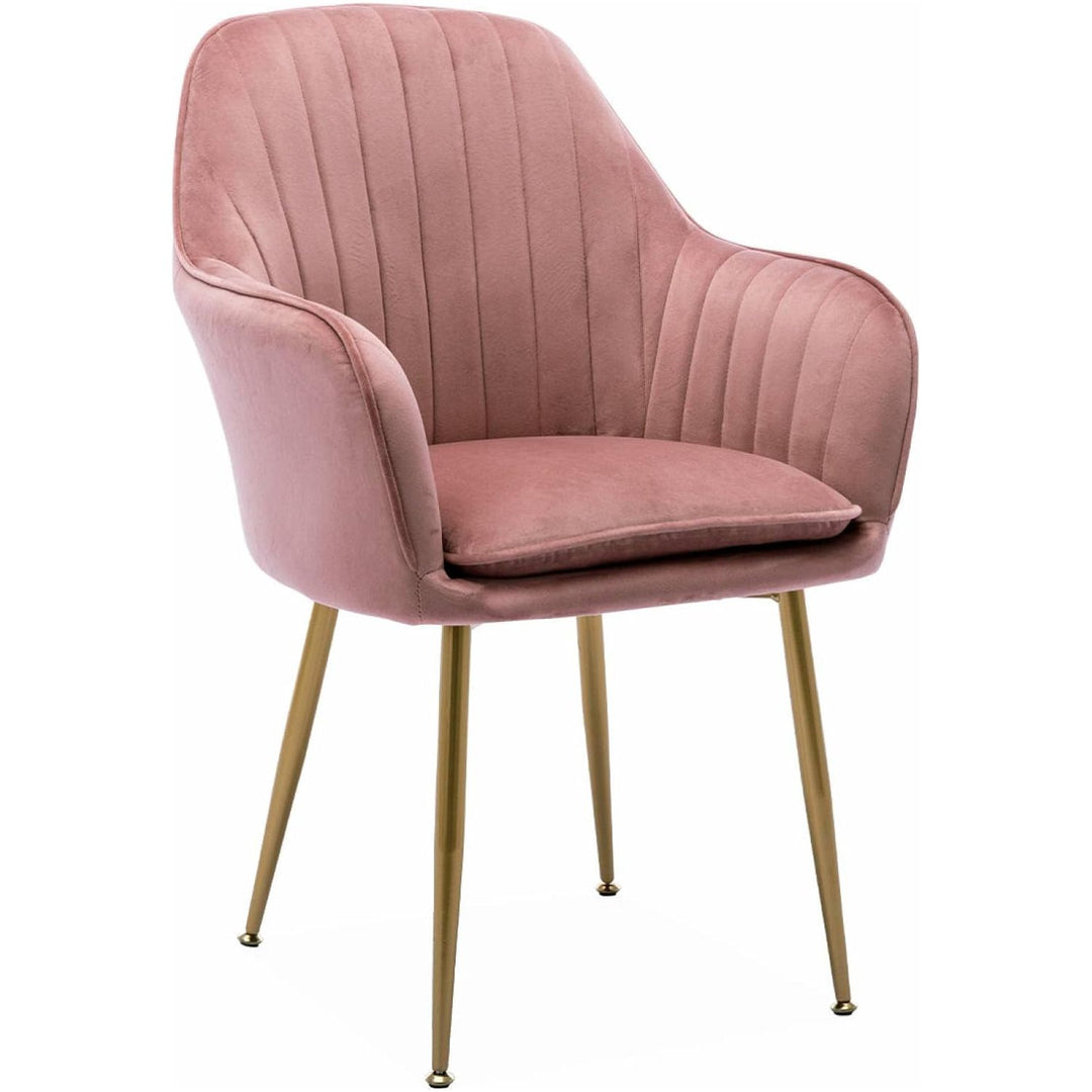 Alice'S Home - Fauteuil En Velours Vieux Rose Et Pieds En Métal Doré. Shella L 58 X P 58 X H 85 | Designix -     - https://designix.fr/