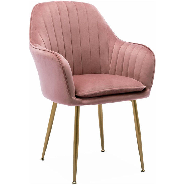 Alice'S Home - Fauteuil En Velours Vieux Rose Et Pieds En Métal Doré. Shella L 58 X P 58 X H 85 | Designix -     - https://designix.fr/