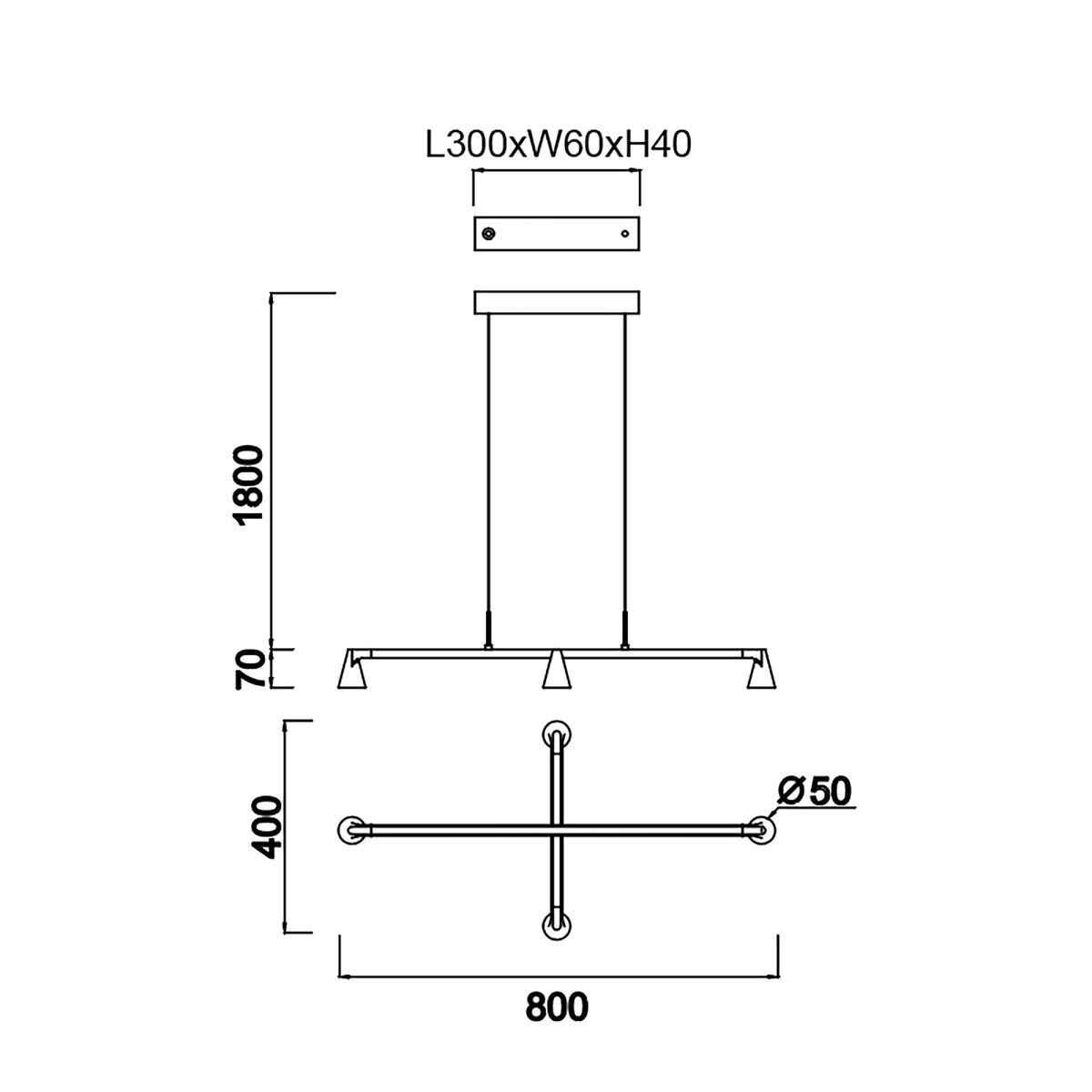 Suspension LED Africa noire, L 80 cm