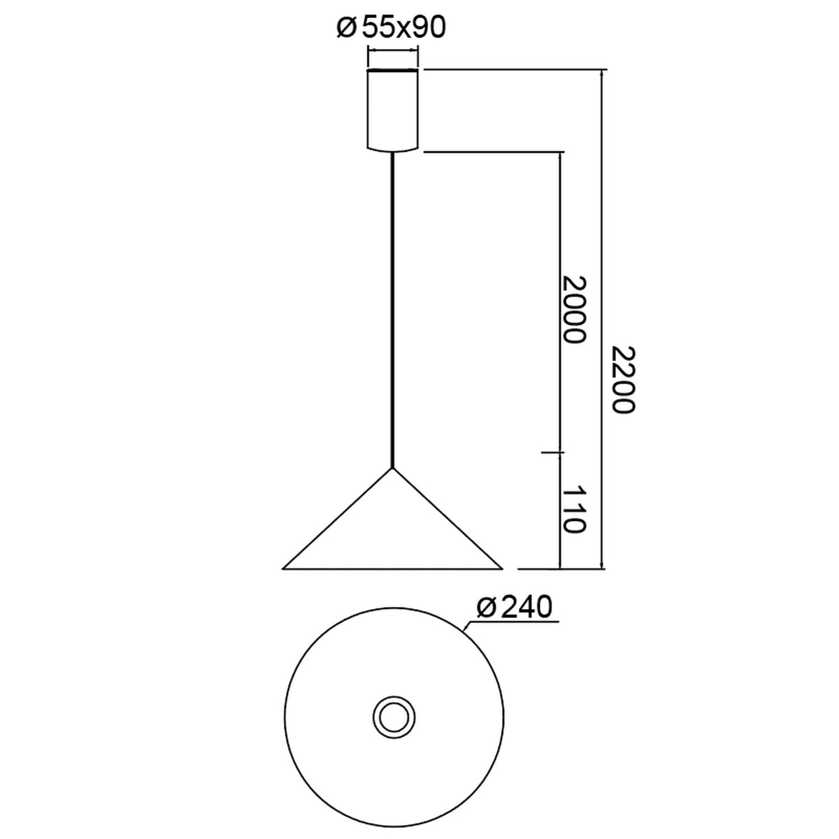 Suspension LED Cono, Ø 24 cm