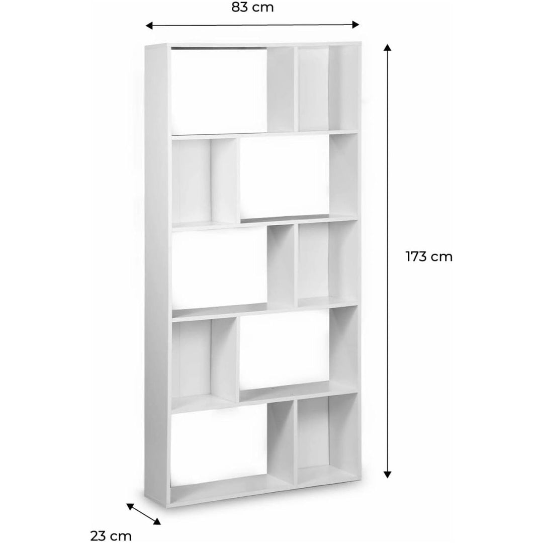 Alice'S Home - Bibliothèque Design Asymétrique – Pieter – 5 Étagères. 10 Compartiments De Rangement. 83X23X173Cm | Designix - Amazon    - https://designix.fr/