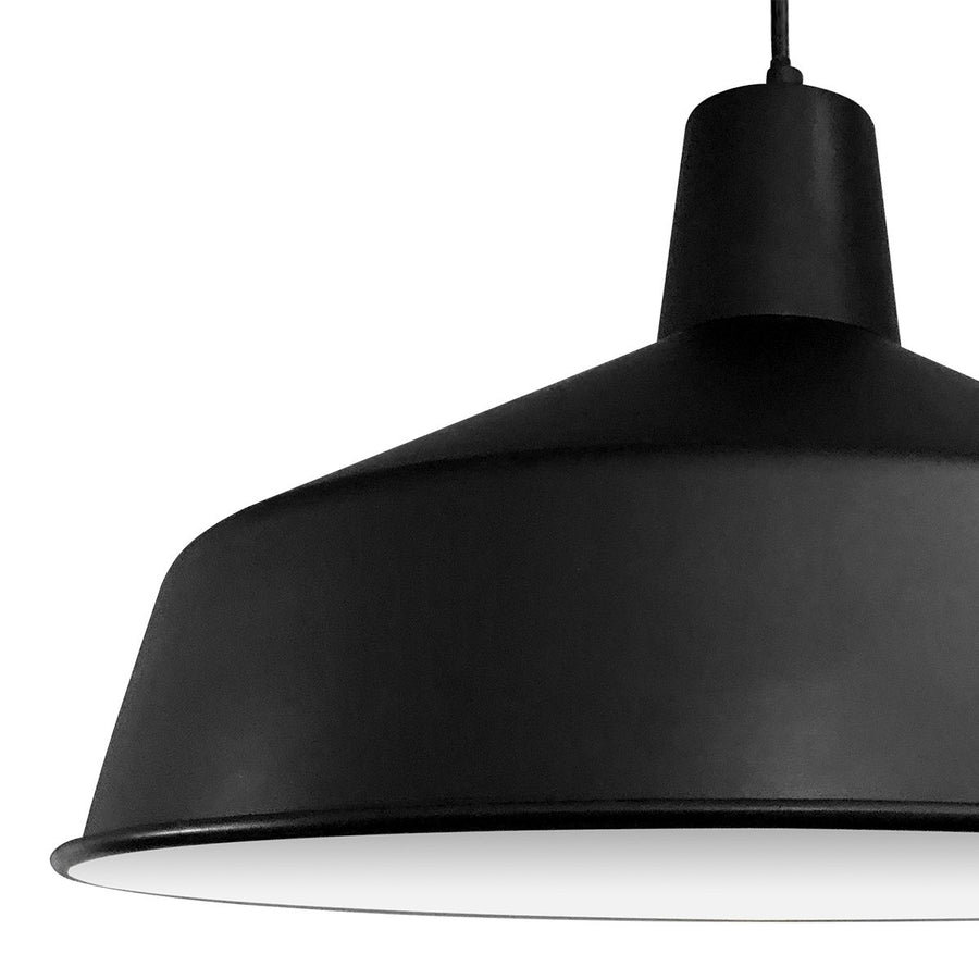 Suspension industrielle noire, abat-jour cloche métal Ø40 cm, cuisine | Black Moon