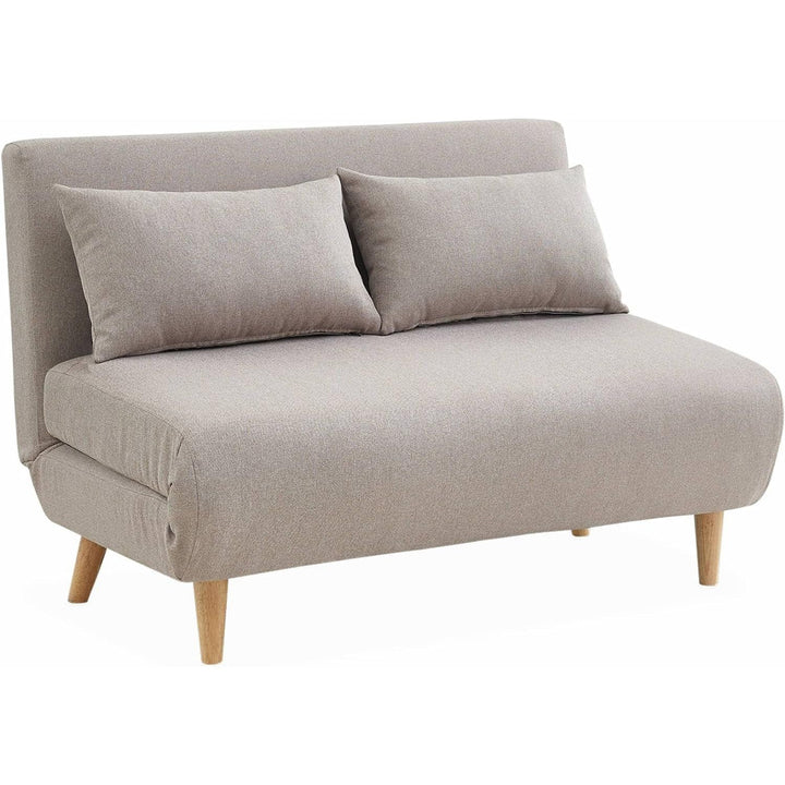 Alice'S Home - Canapé Convertible En Tissu - Guesta - 2 Places Scandinave. Pieds Bois Foncé. Beige. Banquette. Dossier Inclinable | Designix -     - https://designix.fr/