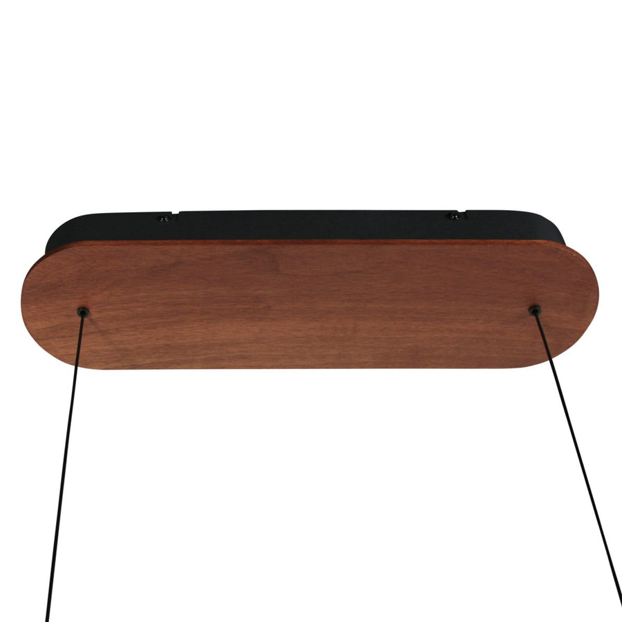 Détail du support plafond ovale en bois avec les deux points d'attache.