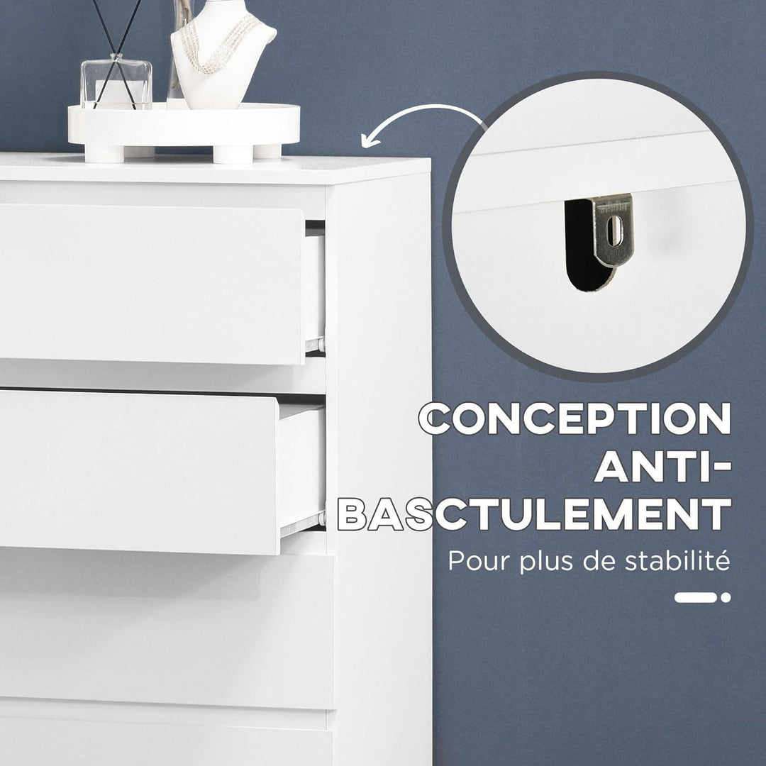 Commode 6 Tiroirs Meuble De Rangement Sans Poignées Design Minimaliste - 80 X 39 X 115 Cm - Blanc | Designix - Amazon    - https://designix.fr/