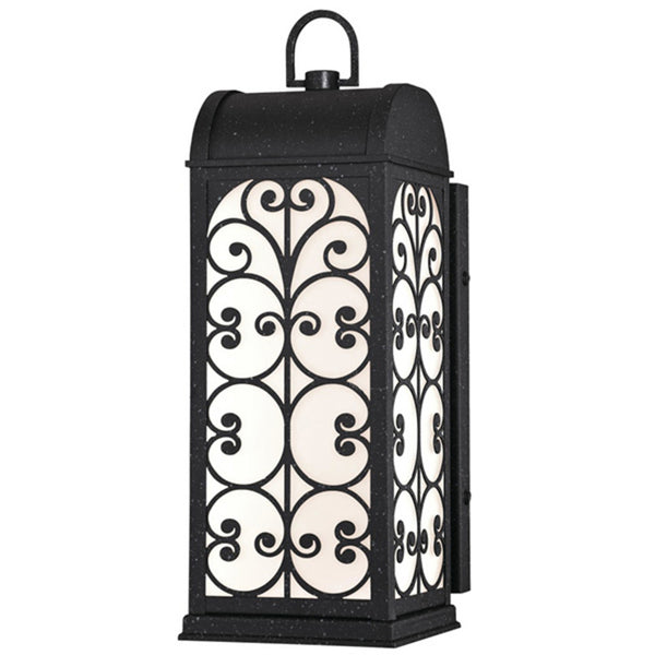 Applique d'extérieur LED Rozzano en verre, acier structuré et blanc mat, hauteur 41 cm, IP44