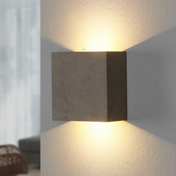 Applique murale LED en béton, gris, 2 lumières, hauteur 12,5 cm