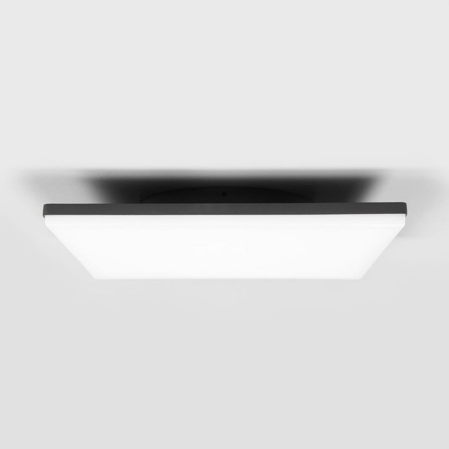 Plafonnier d'extérieur LED Henni en aluminium, gris foncé et blanc, hauteur 4,8 cm, IP65, 3000 K, 15 W