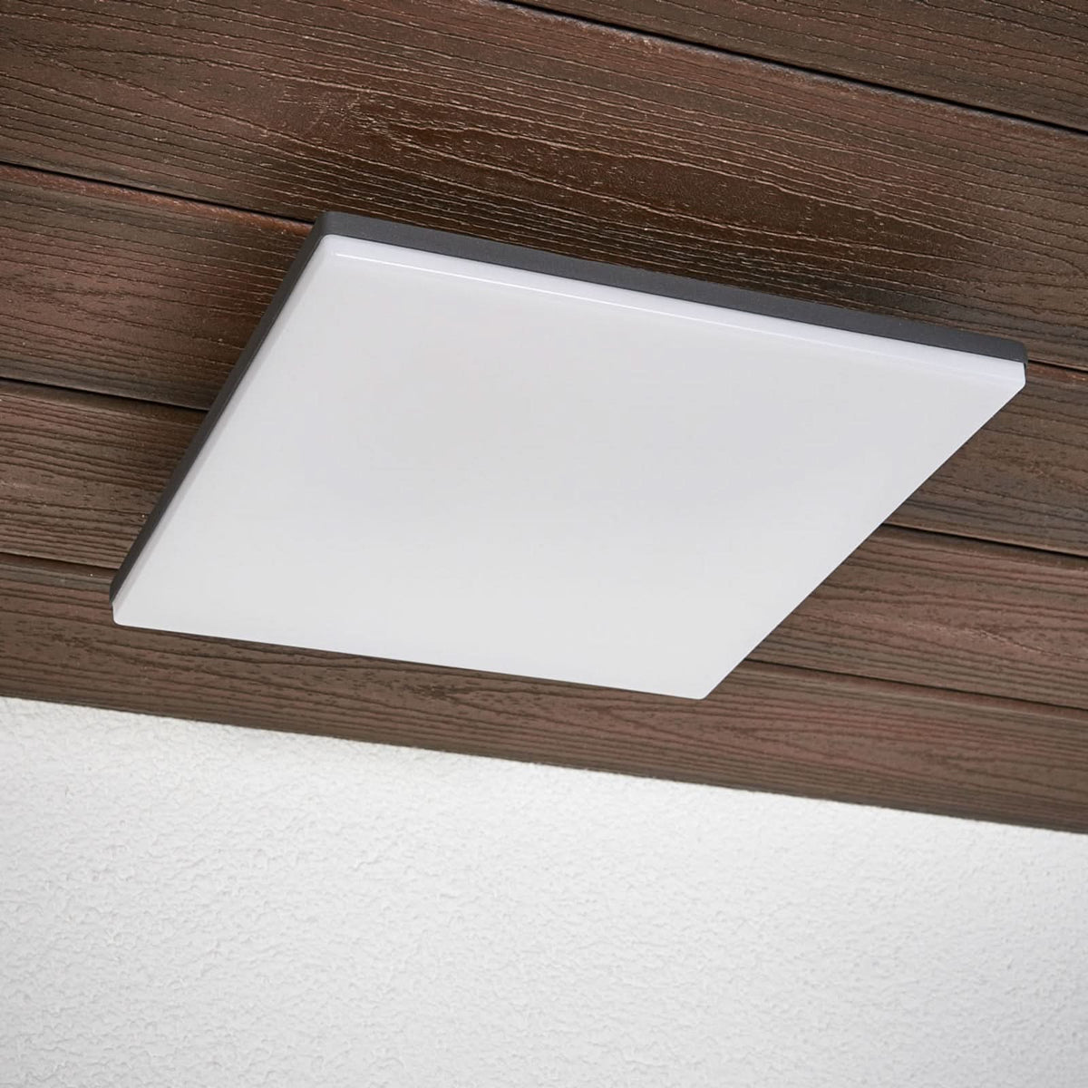 Plafonnier d'extérieur LED Henni en aluminium, gris foncé et blanc, hauteur 4,8 cm, IP65, 3000 K, 15 W