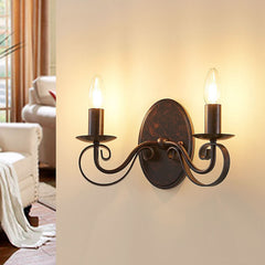 Applique murale Caleb en métal, rouille, 2 lumières, hauteur 17,8 cm