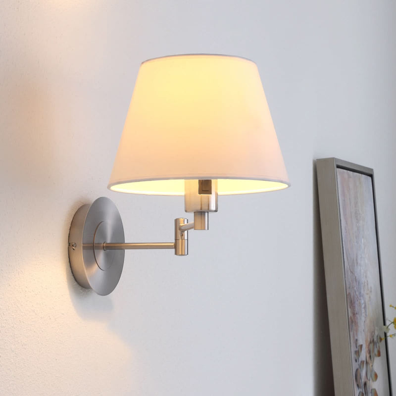 Applique murale Pola en tissu, nickel satiné et blanc, Ø 23 cm