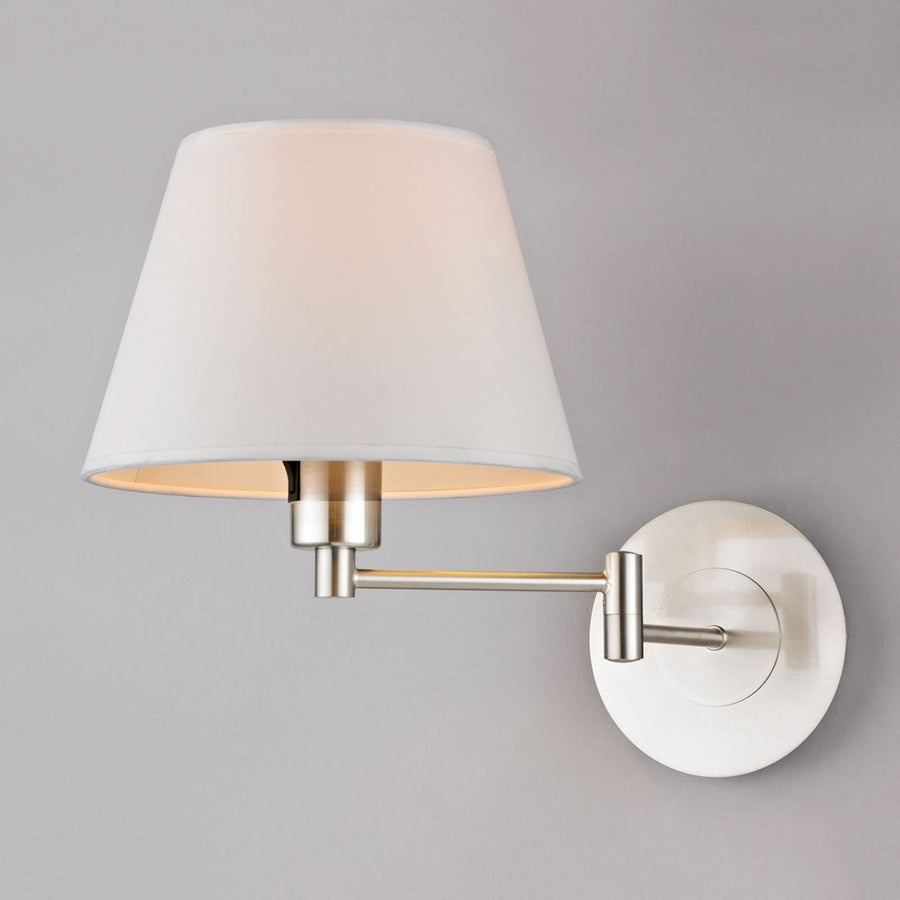 Applique murale Pola en tissu, nickel satiné et blanc, Ø 23 cm