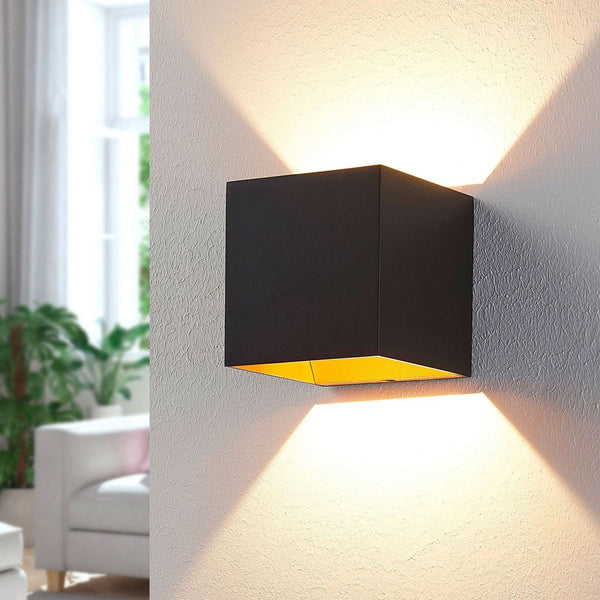 Applique murale LED Zuzana en aluminium, noir et orange, hauteur 9,7 cm