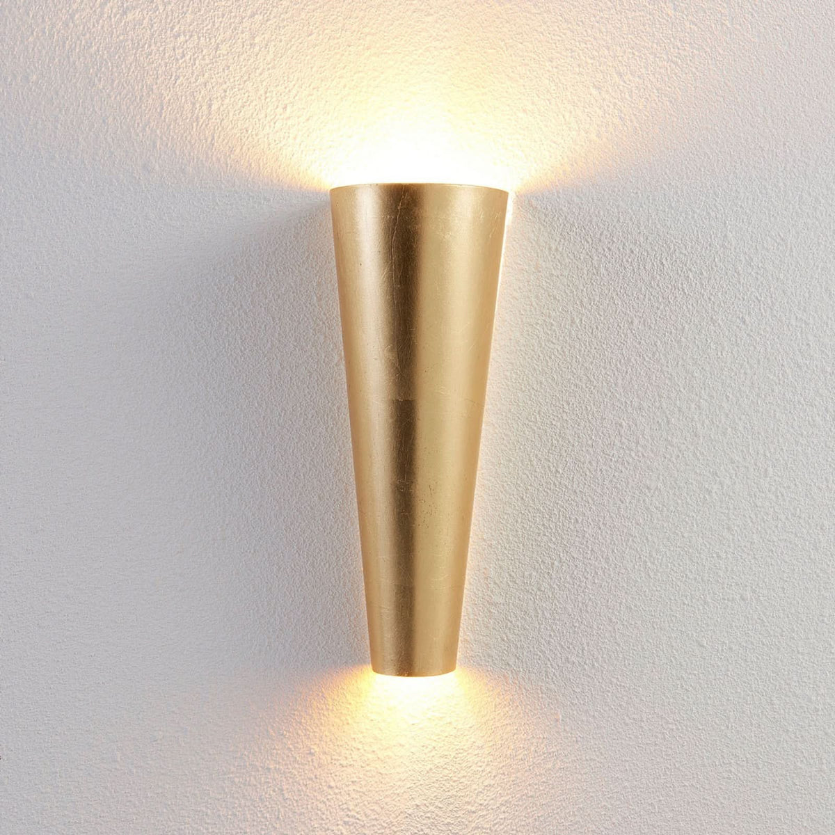 Applique murale Conan en métal, doré mat, 2 lumières, hauteur 30 cm