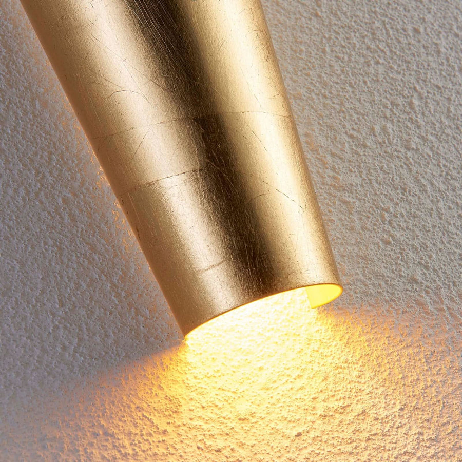Applique murale Conan en métal, doré mat, 2 lumières, hauteur 30 cm