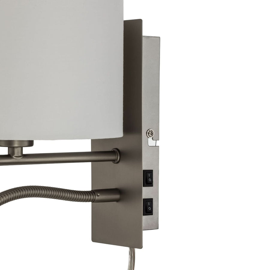 Applique murale Florens en tissu, blanc et nickel mat, hauteur 23,5 cm