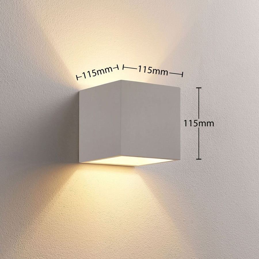 Applique murale Kay en plâtre, blanc, hauteur 11,5 cm