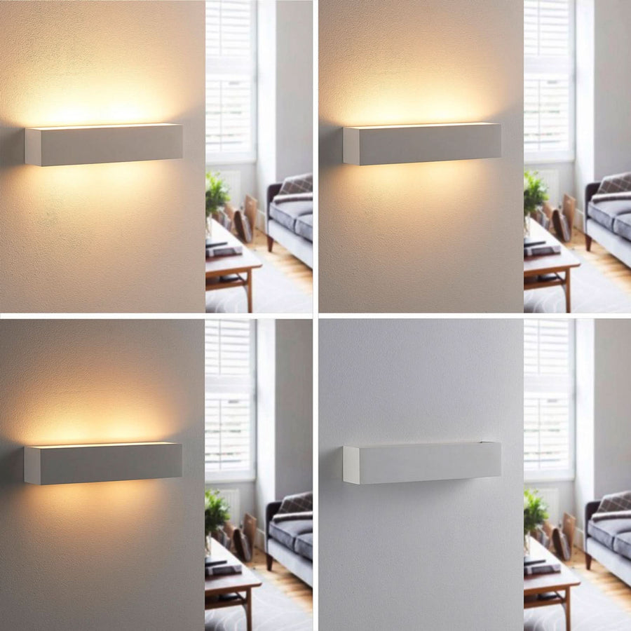 Applique murale Tjada en plâtre, blanc, 2 lumières, hauteur 7,5 cm