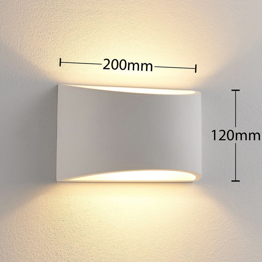 Applique murale Heiko en plâtre, blanc, hauteur 12 cm