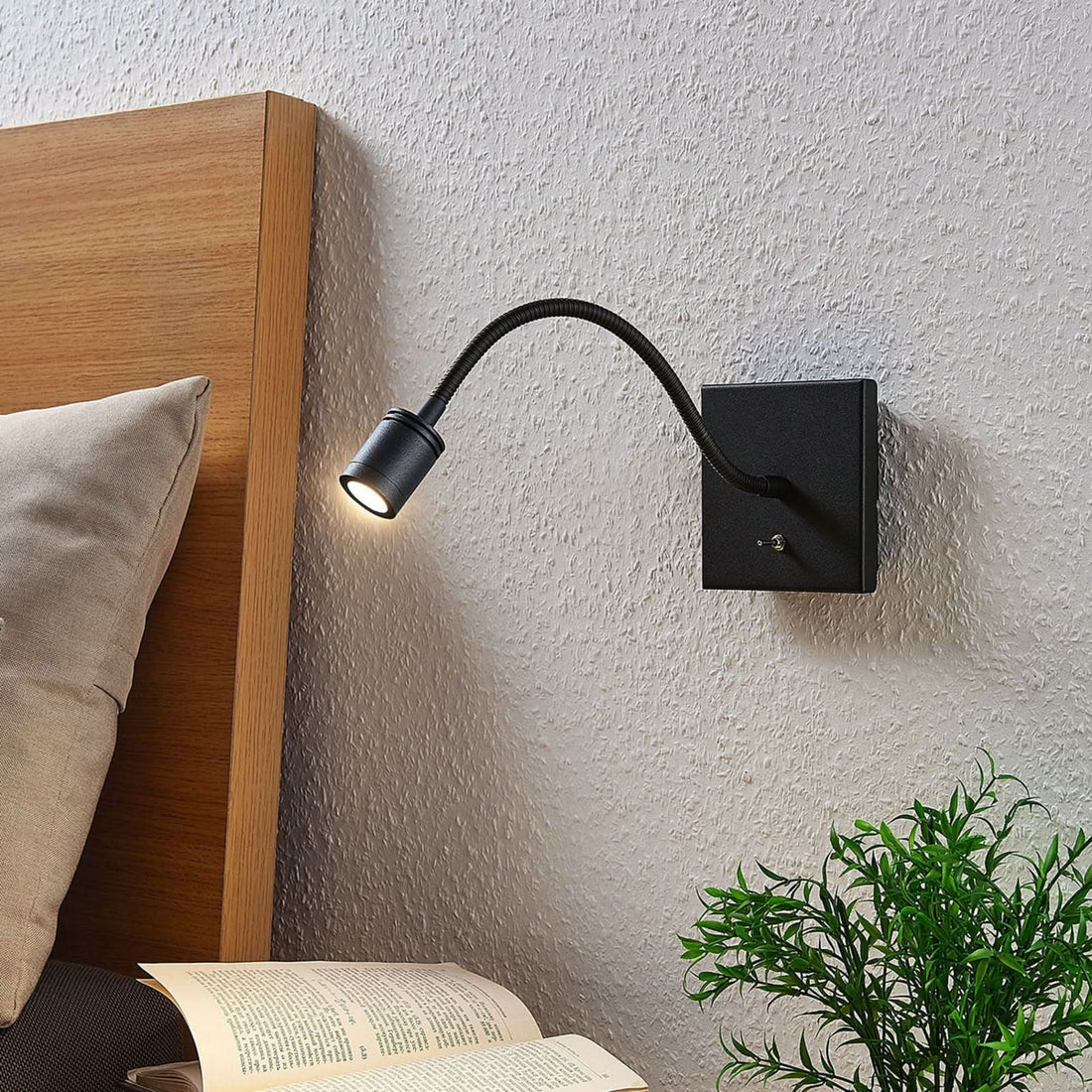 Applique murale LED Appli Mayar en métal, noir, hauteur 11 cm