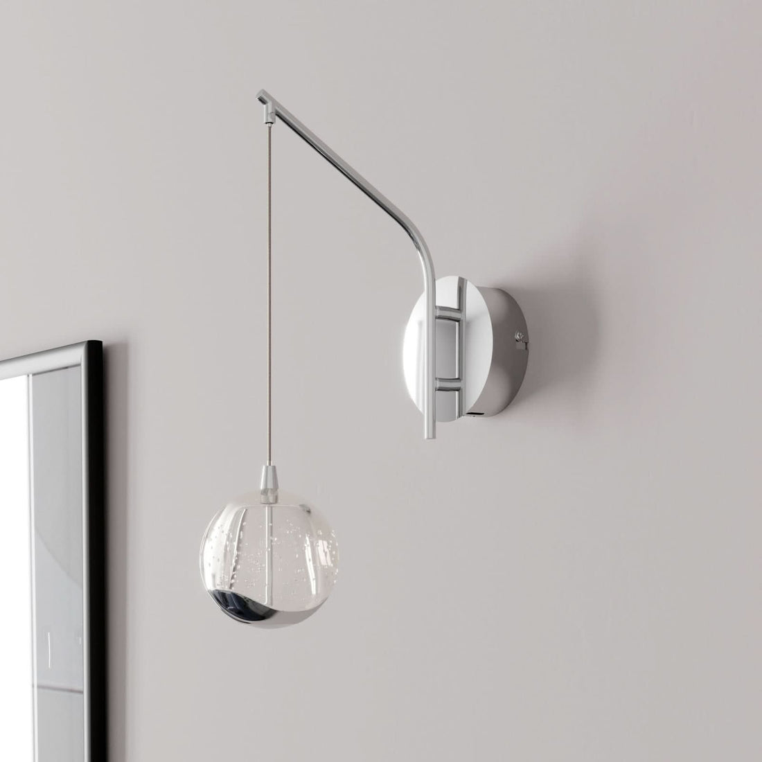 Applique murale LED Hayley en verre, transparent et chromé, hauteur 34 cm