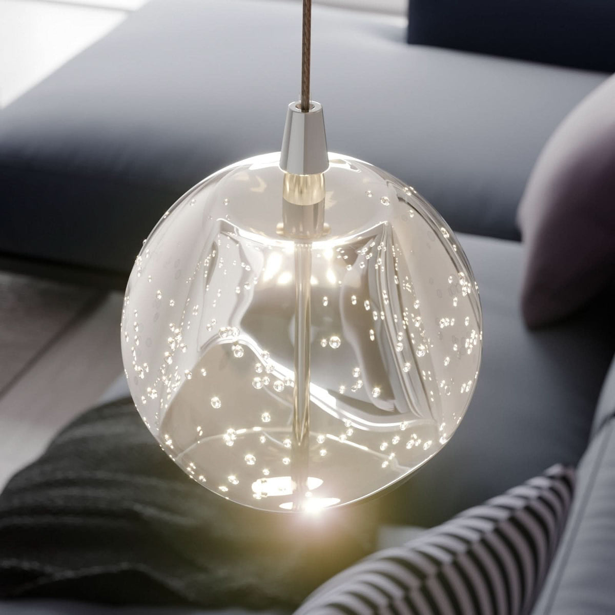 Applique murale LED Hayley en verre, transparent et chromé, hauteur 34 cm