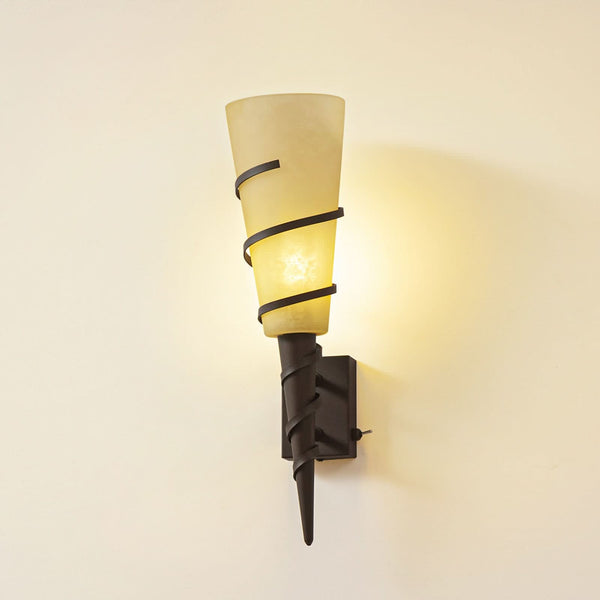 Applique murale Anouk en verre, rouille et blanc satiné, hauteur 44 cm