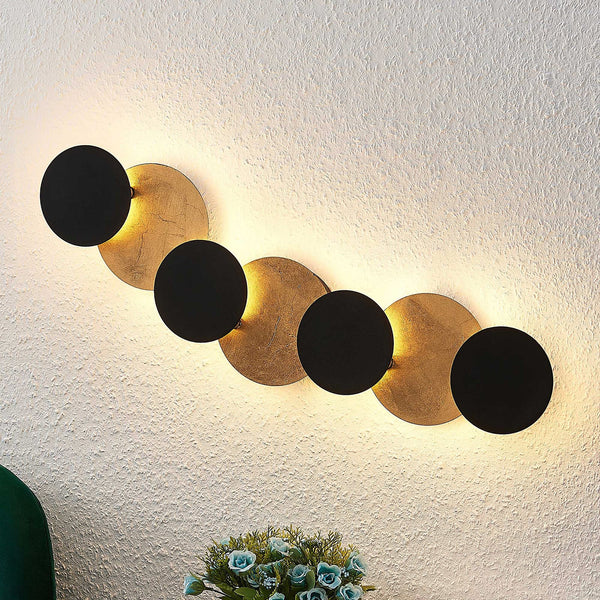 Applique murale LED Grazyna en métal, noir et doré, hauteur 5 cm