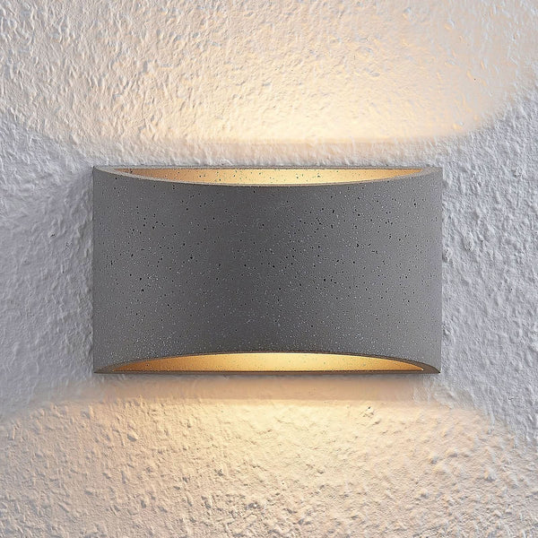 Applique murale Edvin en béton, gris, hauteur 12 cm