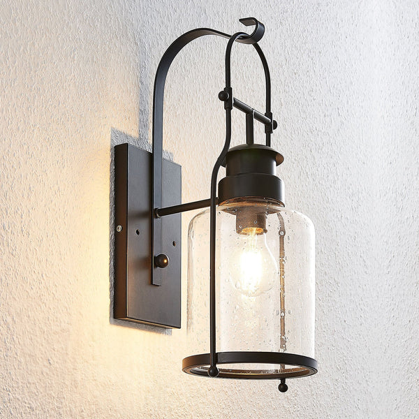 Applique murale Rozalie en verre, noir mat et transparent, hauteur 44 cm