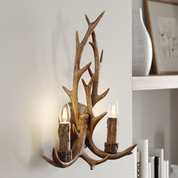 Applique murale en acier, marron, 2 lumières, hauteur 47 cm